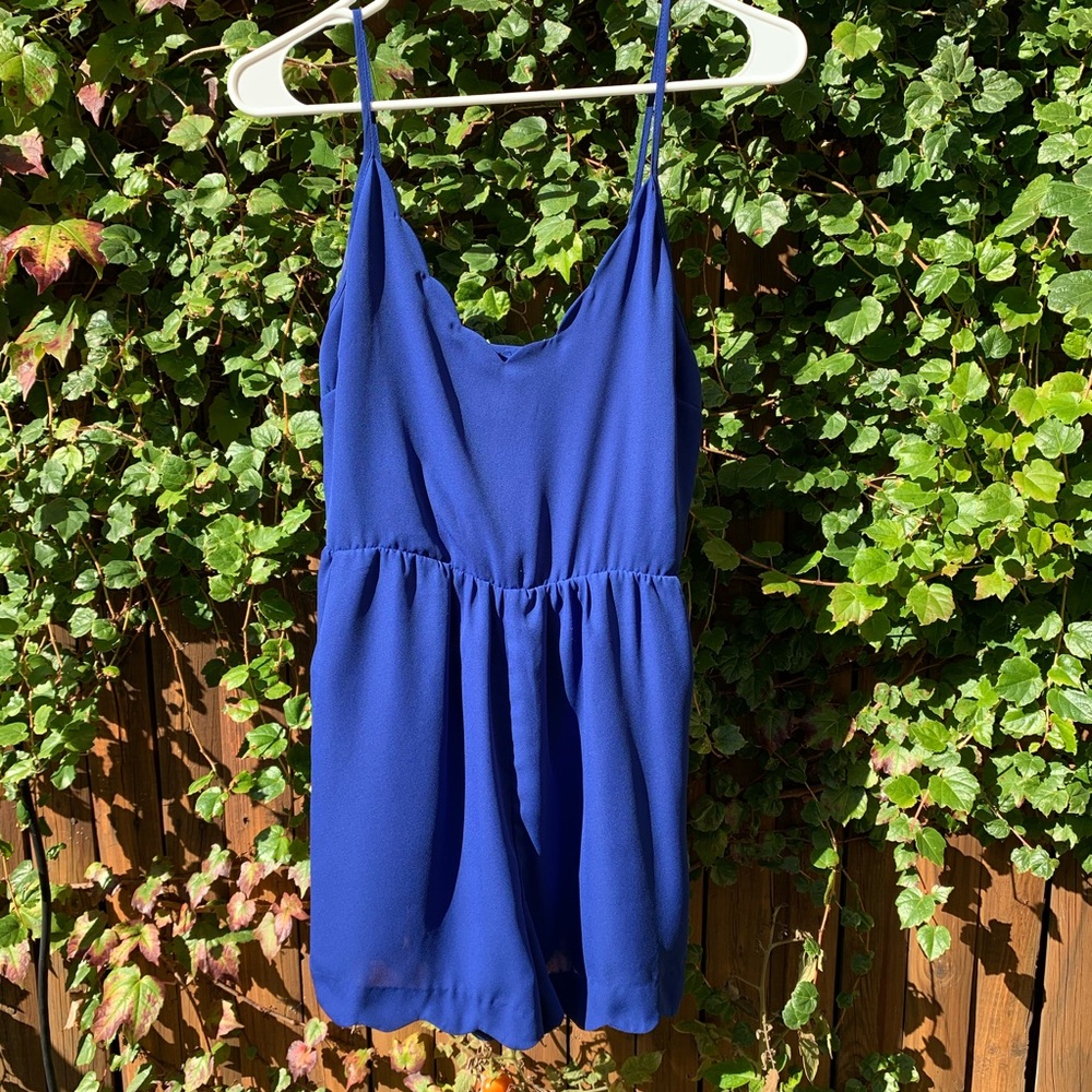 Blue Scalloped Romper